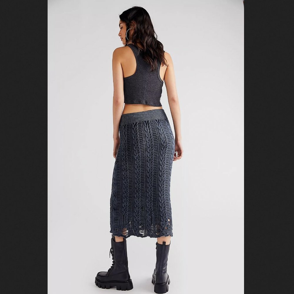 Free People Margo Cable Knit Midi Skirt
